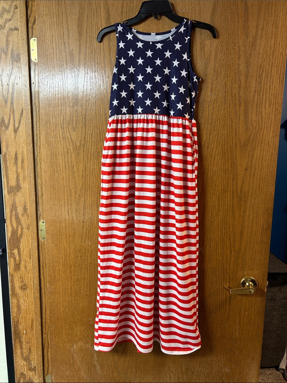 Women’s Medium or Juniors 12/13 Stars & Stripes Maxi Dress American Flag